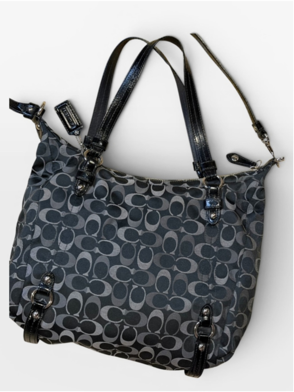 Coach Black Grey Signature C Jacquard Shoulder Bag - Picture 4 of 16